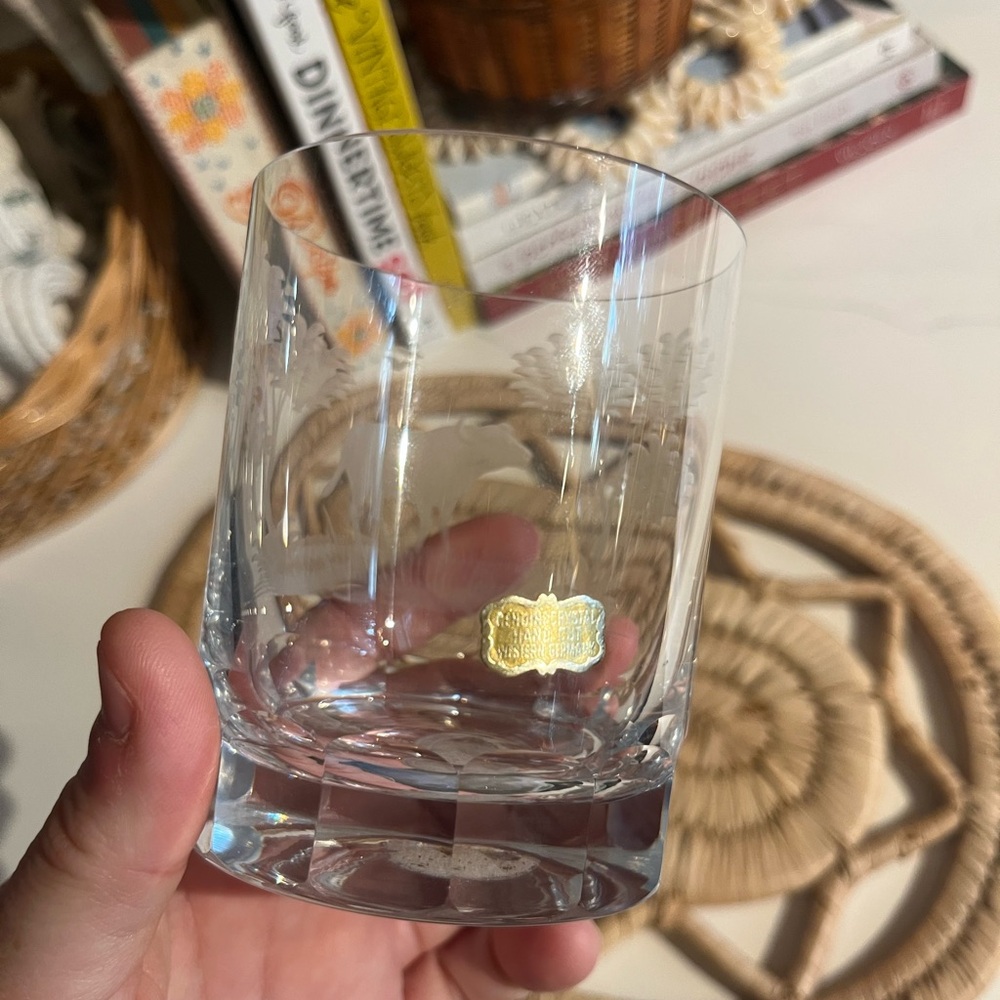 Etched Crystal glass featuring Water Buffalo - Picture 3 of 6